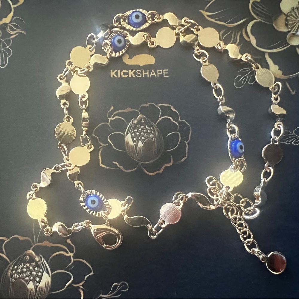 Gold and Blue Evil Eye Necklace
